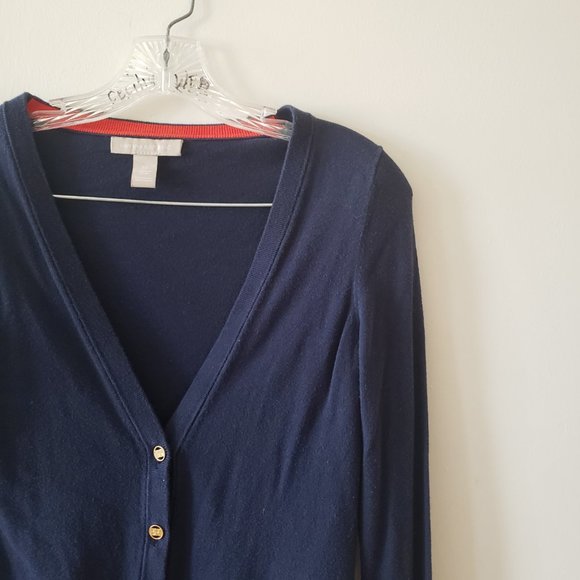 *SOLD Banana Republic Navy Gold Red Cardigan XS - Picture 2 of 5